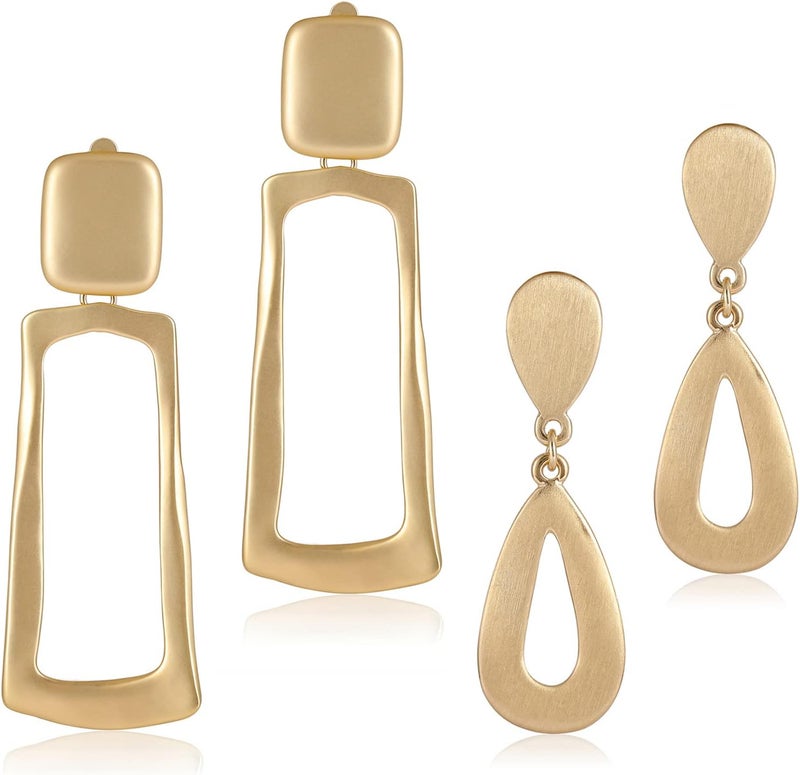 OCCFAE Store Metal Clip On Earrings for Women Non Pierced Dangle Drop Earrings Multiple Styles - Image 1